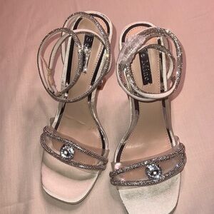 Be Mine Bridal Wide Fit Rally Embellished Strap Heel Sandals Ivory-white Size 9